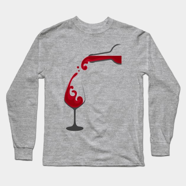 Red Wine Long Sleeve T-Shirt by Mako Design 